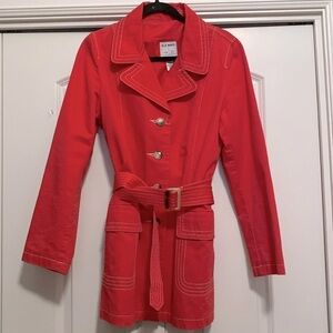 OLD NAVY Womens Coral Button Up Trench Coat Jacke Womens L lightweight Preppy